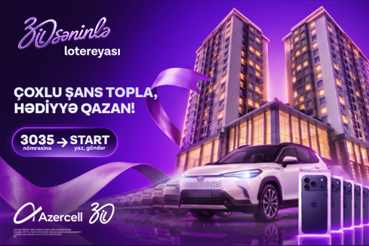 Azercell-in lotereyasında hər həftə 7 iPhone və bir Toyota Corolla Cross uduşa çıxarılır! ®